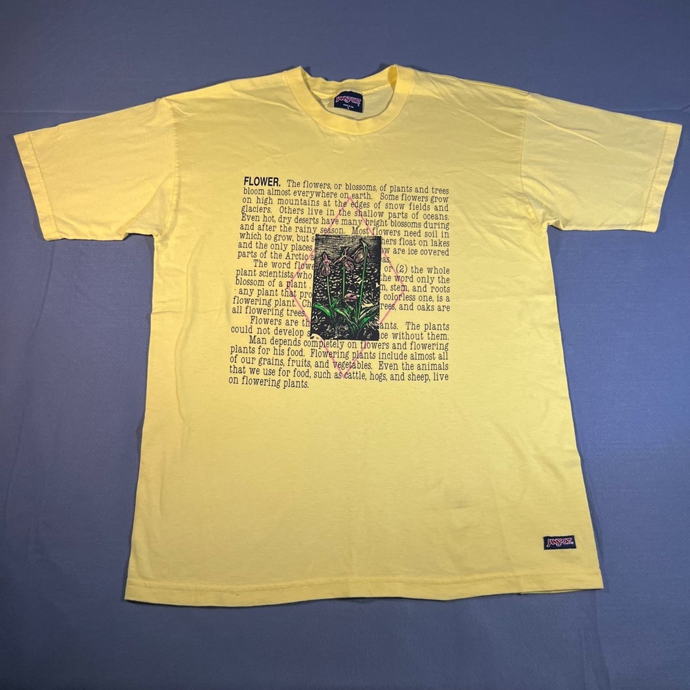 Vintage JanSport Flower Dictionary Graphic Print T-Shirt - Mens‎ L